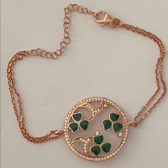 Bracelet green clover 925 silver clear cz stones - Picture 3 of 3